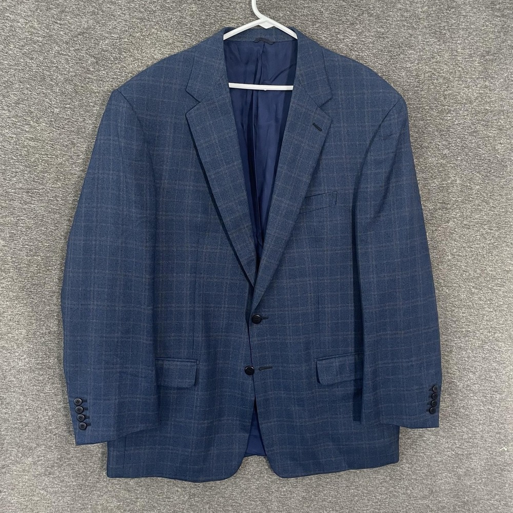 Zegna‎ Trofeo Blazer Mens 48 Blue Check Wool Sport Coat Jacket 2 Piece Hartmanns